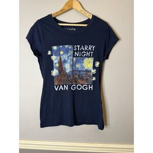Wound Up T-Shirt L 11-13 Juniors Blue "Starry Night Van Gogh", Short Sleeve